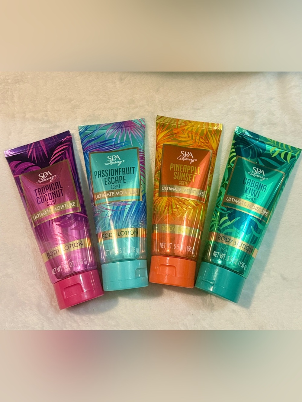 💜 SPA Luxury - Set of 4 Body Lotions - Coconut, Passionfruit, Pineapple & Kiwi
